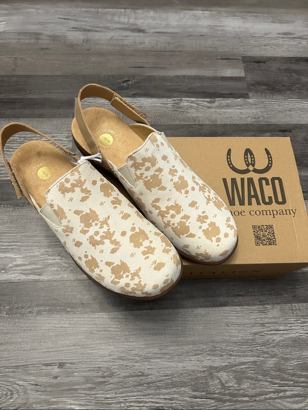 WACO-Revitalign Neutral Cowhide Print Slingback Clogs